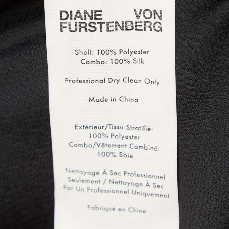 Pre Owned Diane Von Furstenberg Black/White Logo Print Crepe & Silk Wide Leg Back Tie Detail Strappy Jumpsuit XXS
