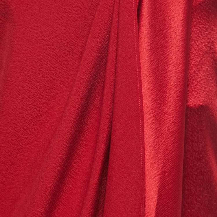 Pre Owned Diane von Furstenberg Red Silk Crepe Valetta One Shoulder Mini Dress S