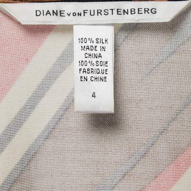 Pre Owned Diane Von Furstenberg Multicolor Printed Silk Knit Short Wrap Dress S