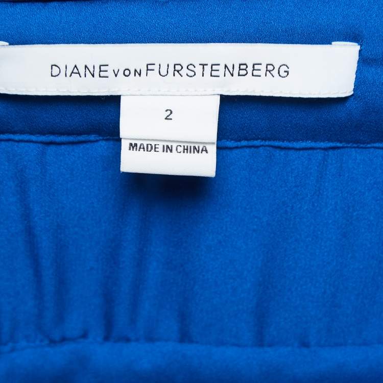 Pre Owned Diane Von Furstenberg Blue Floral Lace Sleeveless Midi Dress S