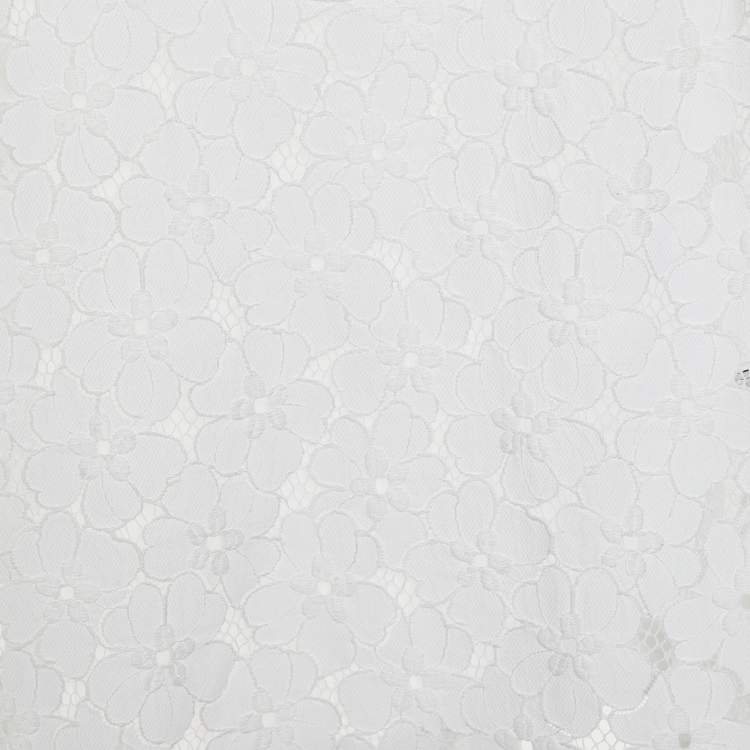 Pre Owned Diane von Furstenberg White Lace Tank Top L