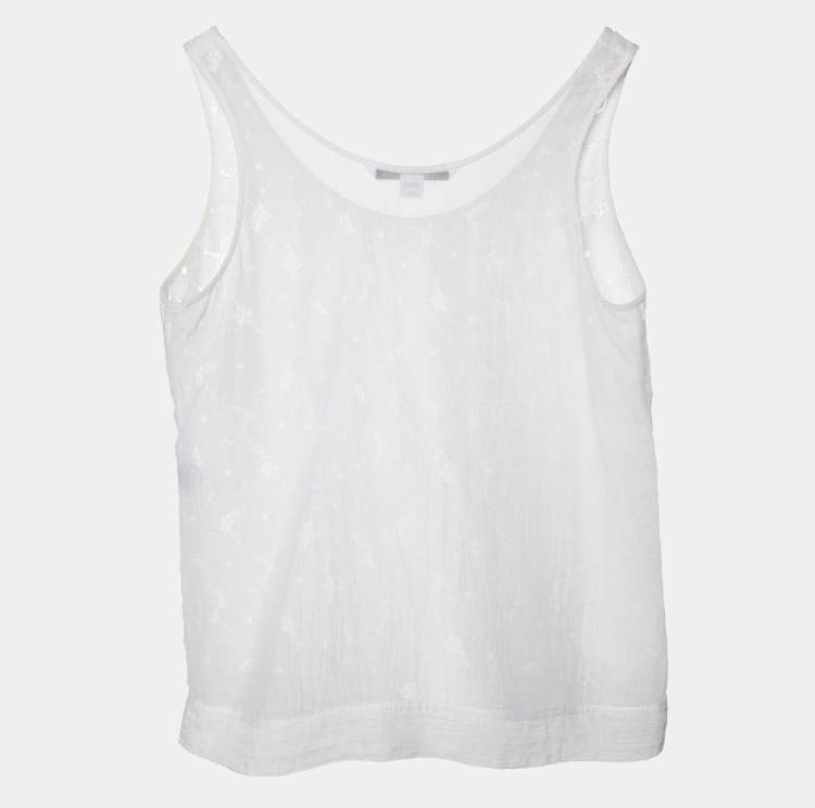 Pre Owned Diane von Furstenberg White Lace Tank Top L