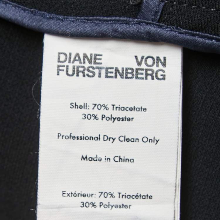 Pre Owned Diane Von Furstenberg Black Crepe Wrap Effect Midi Dress M