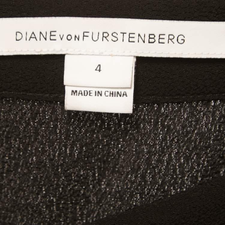 Pre Owned Diane Von Furstenberg Black Crepe Long Sleeve Jumpsuit S