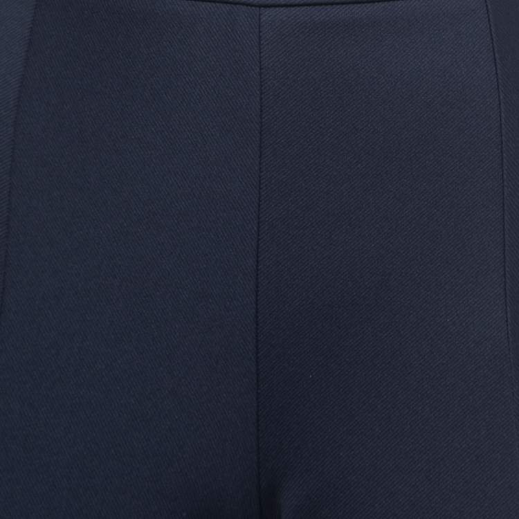 Pre Owned Diane von Furstenberg Navy Blue Stretch Knit Slim Fit Pants L