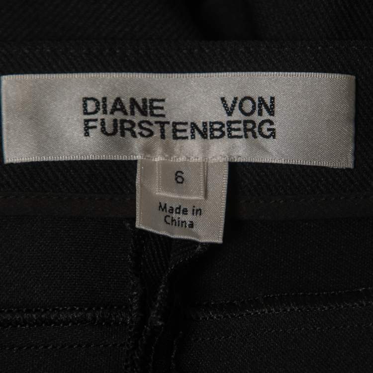 Pre Owned Diane Von Furstenberg Black Cotton Stretch Tapered Pants M