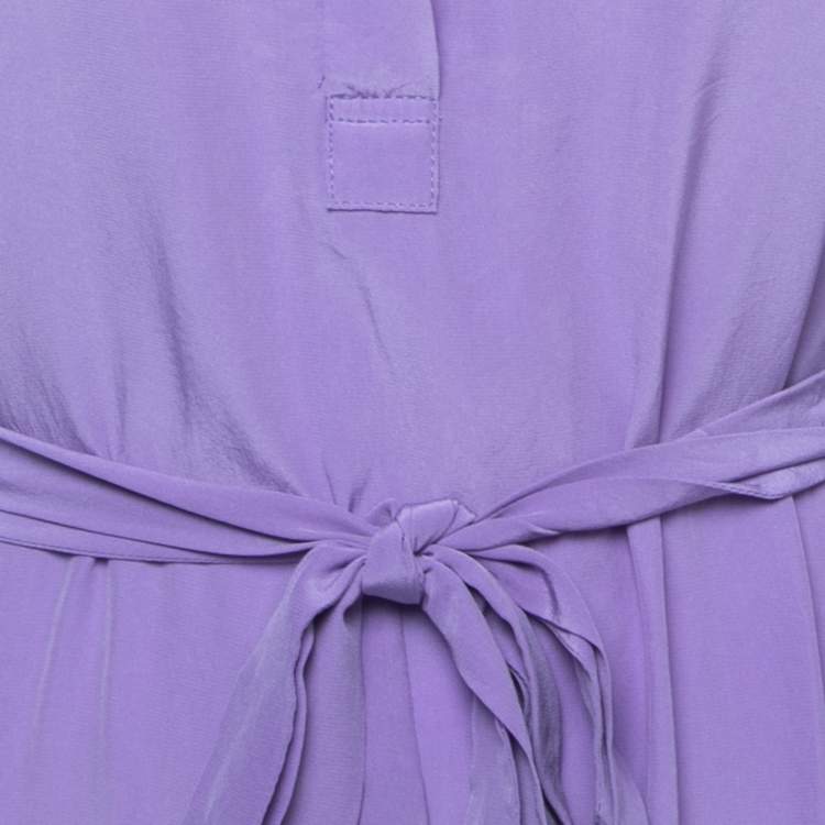 Pre Owned Diane Von Furstenberg Purple Silk Belted Mini Dress L