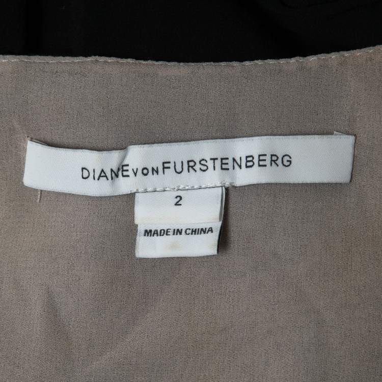 Pre Owned Diane Von Furstenberg Black/White Lace & Silk Sleeveless Mini Dress S