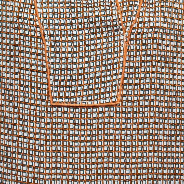 Pre Owned Diane Von Furstenberg Orange Print Silk Mini Shift Dress S