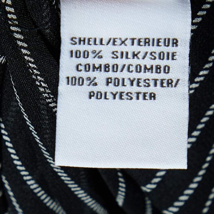 Pre Owned Diane Von Furstenberg Black Striped Silk Sheer Shirt L