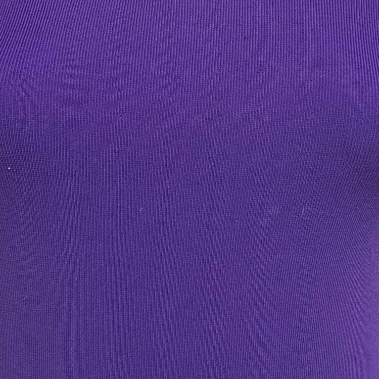 Pre Owned Diane Von Furstenberg Purple Knit Flared Short Dress S/M