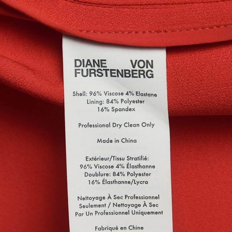 Pre Owned Diane Von Furstenberg Red Crepe Single-Button Blazer XL