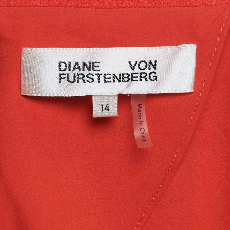 Pre Owned Diane Von Furstenberg Red Crepe Single-Button Blazer XL
