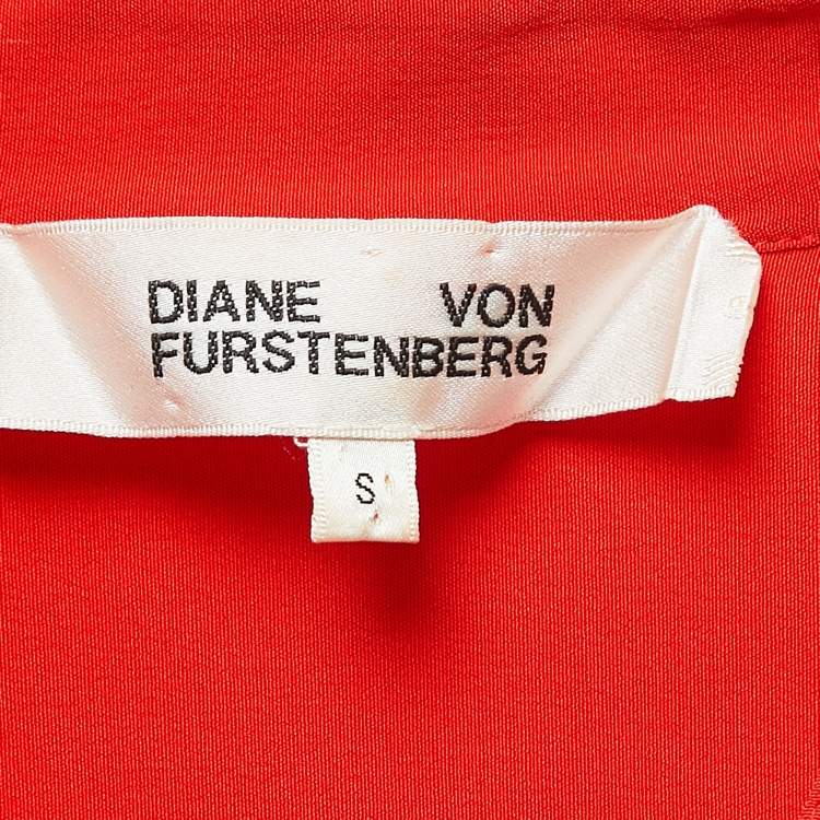 Pre Owned Diane Von Furstenberg Dark Orange Crepe Button Front Belted Midi Dress S