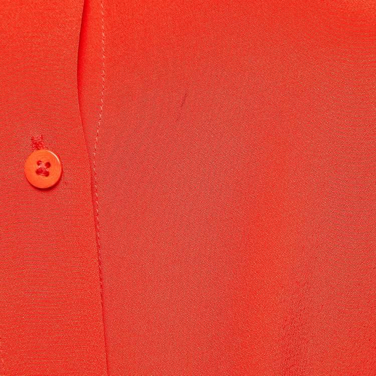 Pre Owned Diane Von Furstenberg Dark Orange Crepe Button Front Belted Midi Dress S