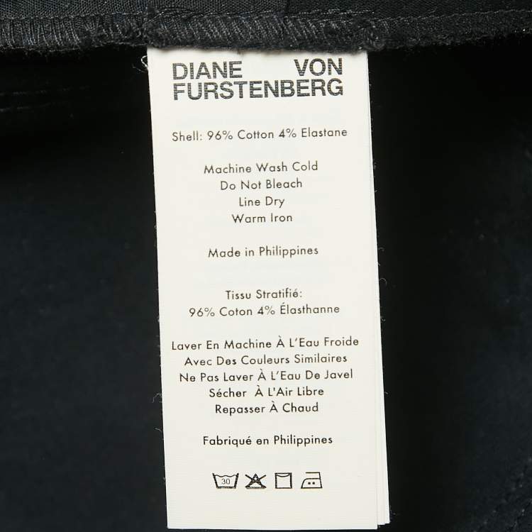 Pre Owned Diane Von Furstenberg Black Cotton Cropped Trousers M