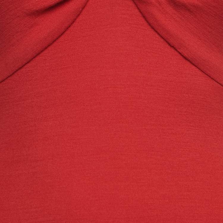 Pre Owned Diane Von Furstenberg Red Wool Knot Detail Mini Dress XS