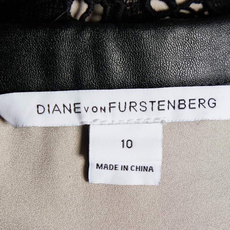 Pre Owned Diane Von Furstenberg Black Stevia Acorn Lace Mini Skirt L