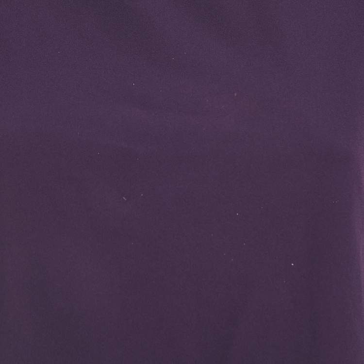 Pre Owned Diane Von Furstenberg Purple Stretch Crepe Draped Sleeve Mini Dress M