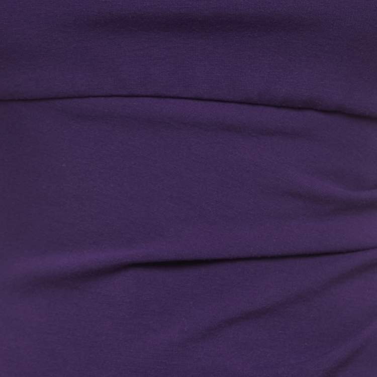 Pre Owned Diane Von Furstenberg Purple Knit Draped Sleeveless Mini Dress S
