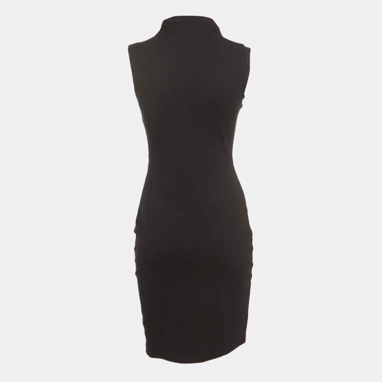 Pre Owned Diane Von Furstenberg Black Knit Sleeveless Turtle Neck Mini Dress S