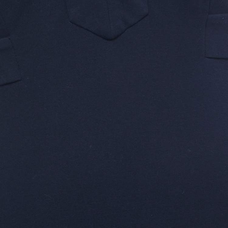 Pre Owned Diane Von Furstenberg Navy Blue Knit V-Neck Dress S