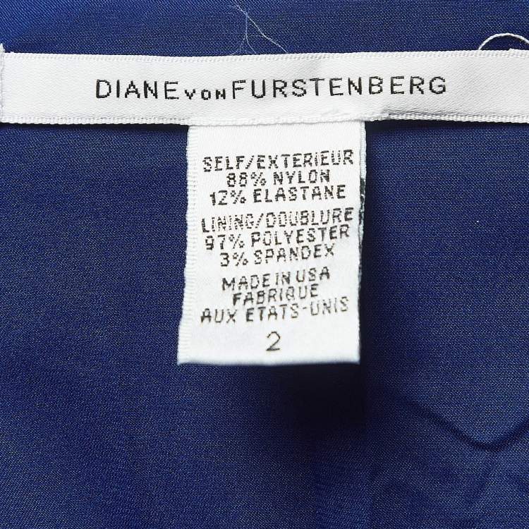 Pre Owned Diane Von Furstenberg  Blue Nylon Ruched Mini Dress S