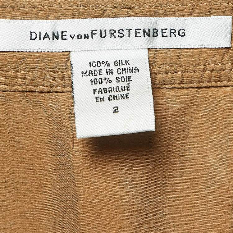 Pre Owned Diane Von Furstenberg Brown Silk Maui Strappy Midi Dress S
