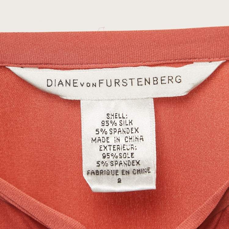 Pre Owned Diane Von Furstenberg Pink Silk Button Front Blouse S