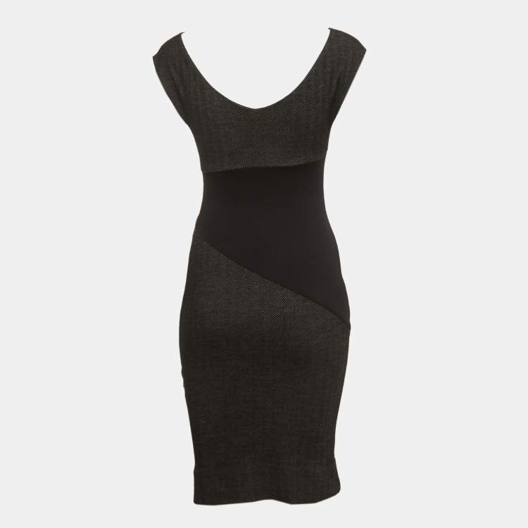 مملوكة مسبقًا Diane Von Furstenberg Black Wool Blend Draped Sleeveless Short Dress XS