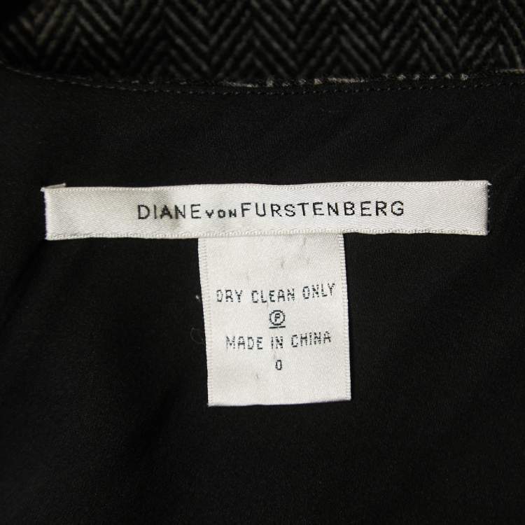 مملوكة مسبقًا Diane Von Furstenberg Black Wool Blend Draped Sleeveless Short Dress XS