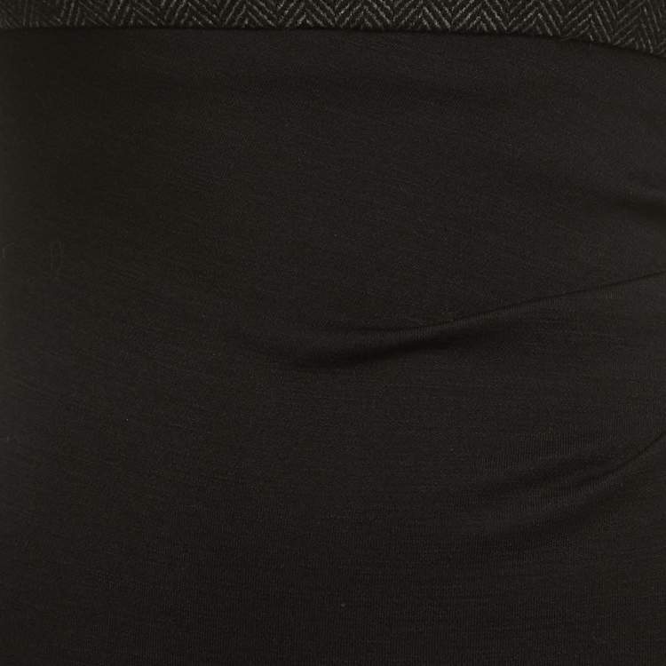 مملوكة مسبقًا Diane Von Furstenberg Black Wool Blend Draped Sleeveless Short Dress XS