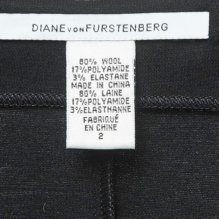 مملوكة مسبقًا Diane Von Furstenberg Black Knit V-Neck Dress S