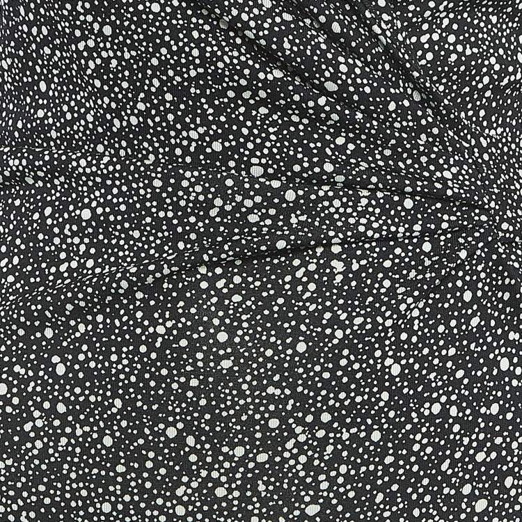 Pre Owned Diane Von Furstenberg Black/White Abstract Printed Jersey Wrap Dress S