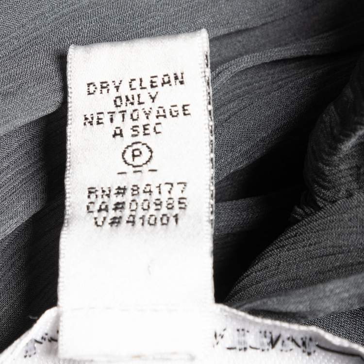 Pre Owned Diane Von Furstenberg Charcoal Grey Silk Chiffon Tull Midi Dress L