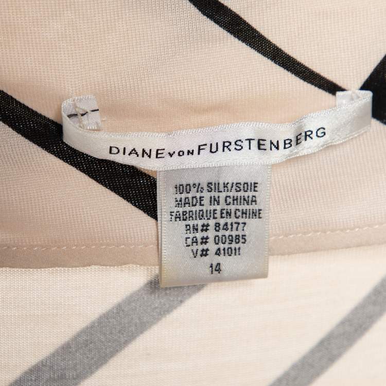 Pre Owned Diane von Furstenberg Multicolored Printed Silk Vanda Dress XL