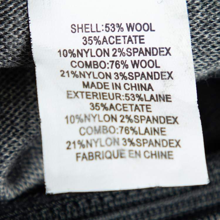 Pre Owned Diane Von Furstenberg Grey Patterned Wool Blend Martey Midi Skirt XL