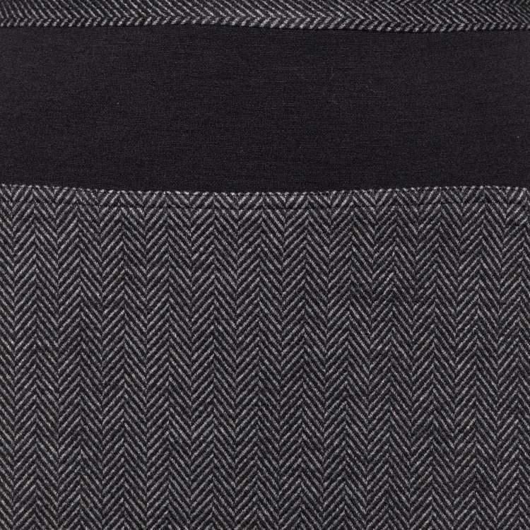Pre Owned Diane Von Furstenberg Grey Patterned Wool Blend Martey Midi Skirt XL