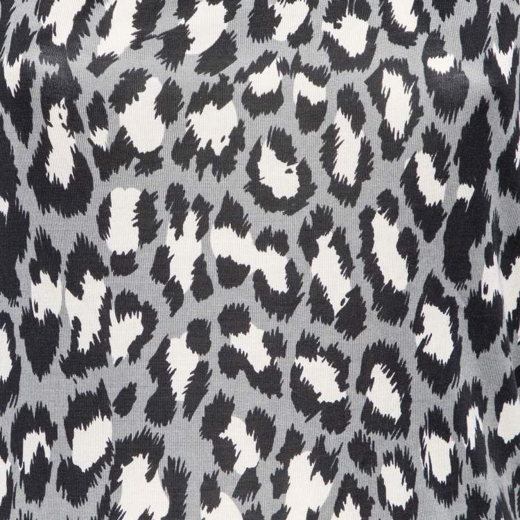 Pre Owned Diane Von Furstenberg Grey Animal Printed Silk Knit Ritanna Sleeveless Dress L