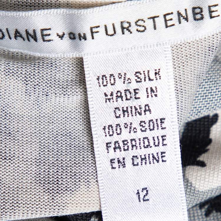 Pre Owned Diane Von Furstenberg Grey Animal Printed Silk Knit Ritanna Sleeveless Dress L