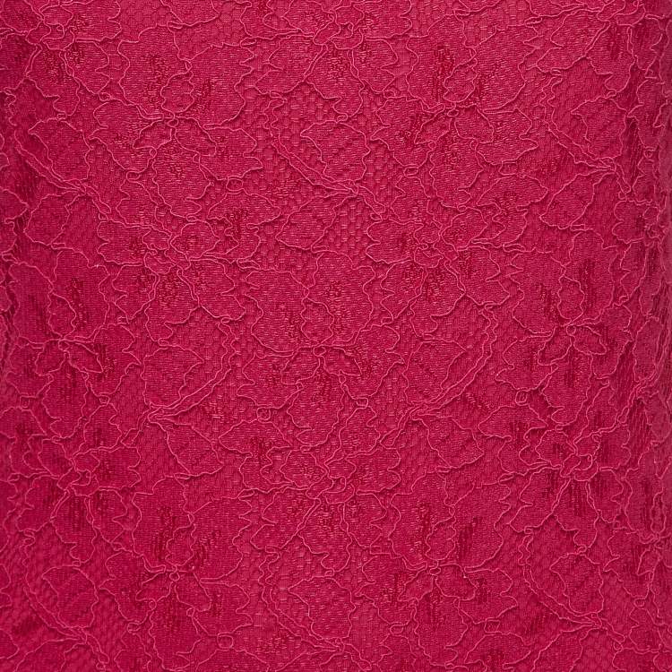 Pre Owned Diane Von Furstenburg Pink Floral Lace Sleeveless Mini Dress M