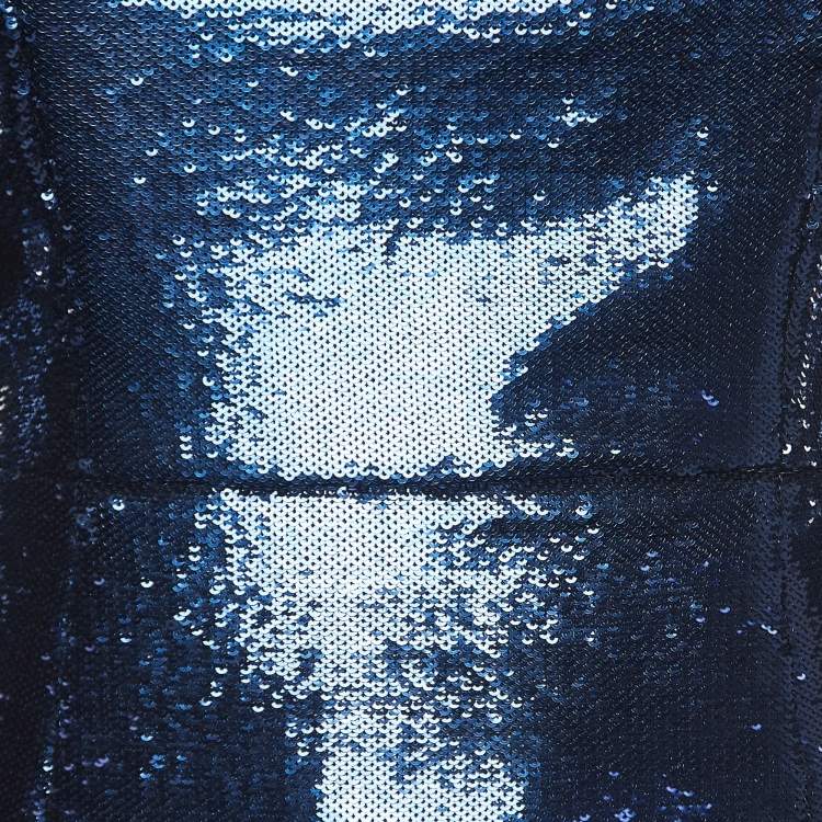 مملوكة مسبقًا Diane Von Furstenberg Blue Sequined Midi Dress S