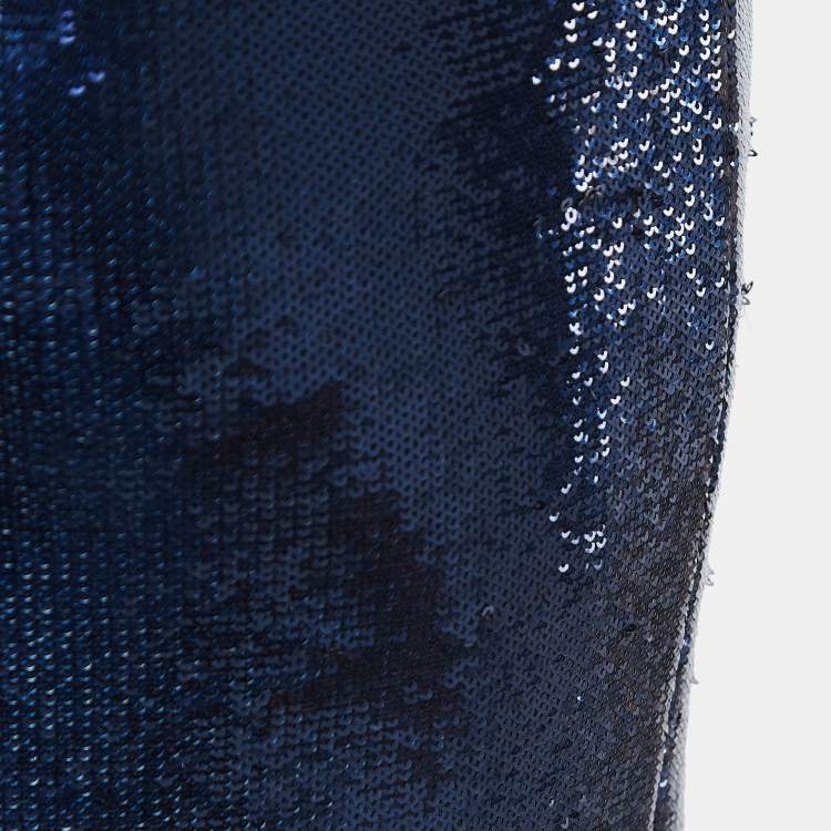 مملوكة مسبقًا Diane Von Furstenberg Blue Sequined Midi Dress S