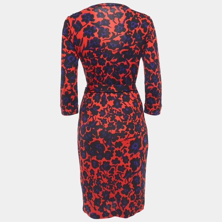Pre Owned Diane Von Furstenberg Multicolor Jersey Wrap Dress M