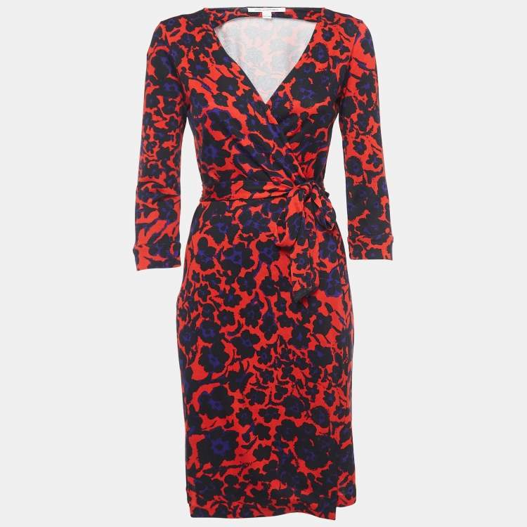 Pre Owned Diane Von Furstenberg Multicolor Jersey Wrap Dress M