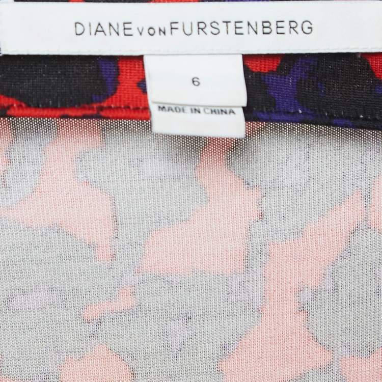 Pre Owned Diane Von Furstenberg Multicolor Jersey Wrap Dress M