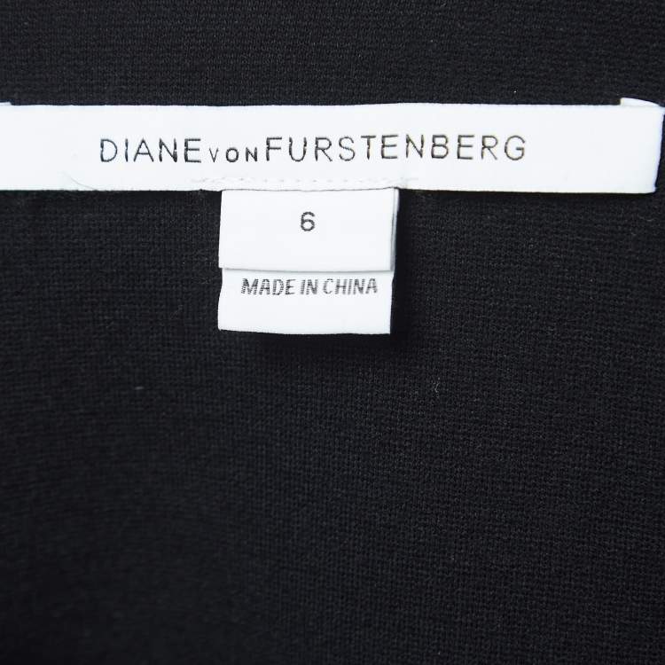 Pre Owned Diane Von Furstenberg  Black Jersey Cut-Out Midi Dress M