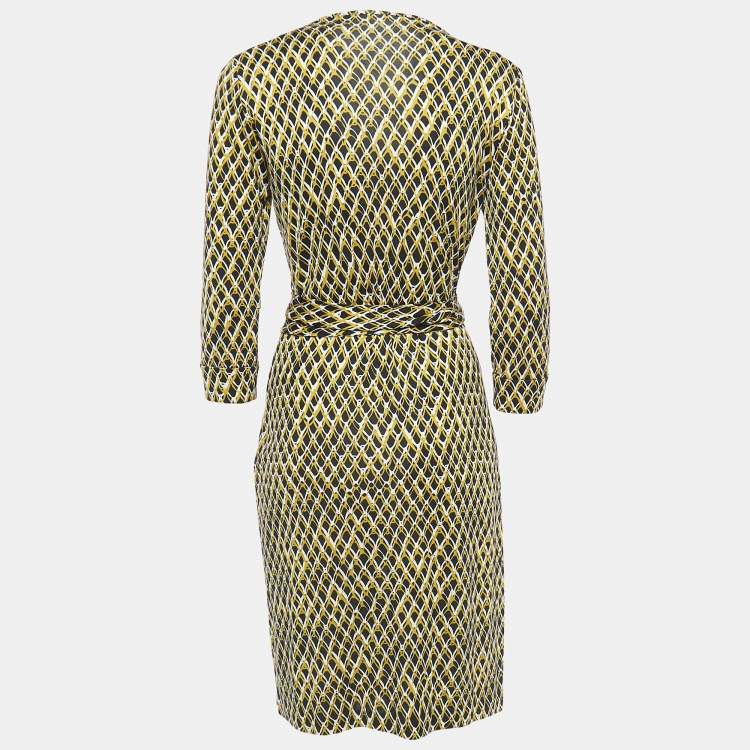 Pre Owned Diane Von Furstenberg Multicolor Jersey Wrap Dress M
