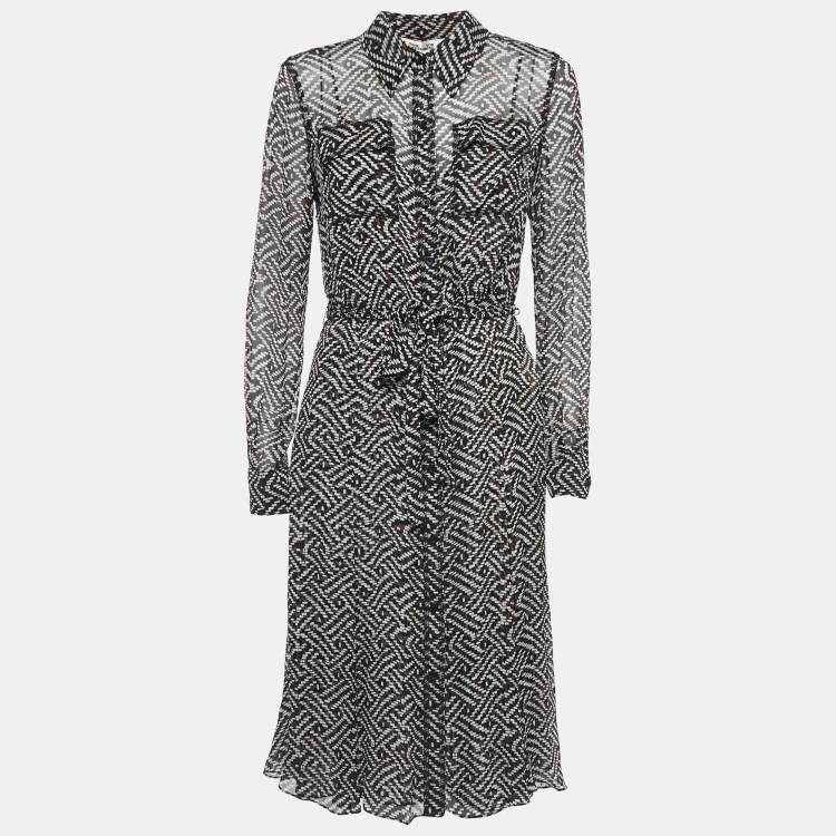 Pre Owned Diane Von Furstenberg Brown Printed Georgette Midi Dress M