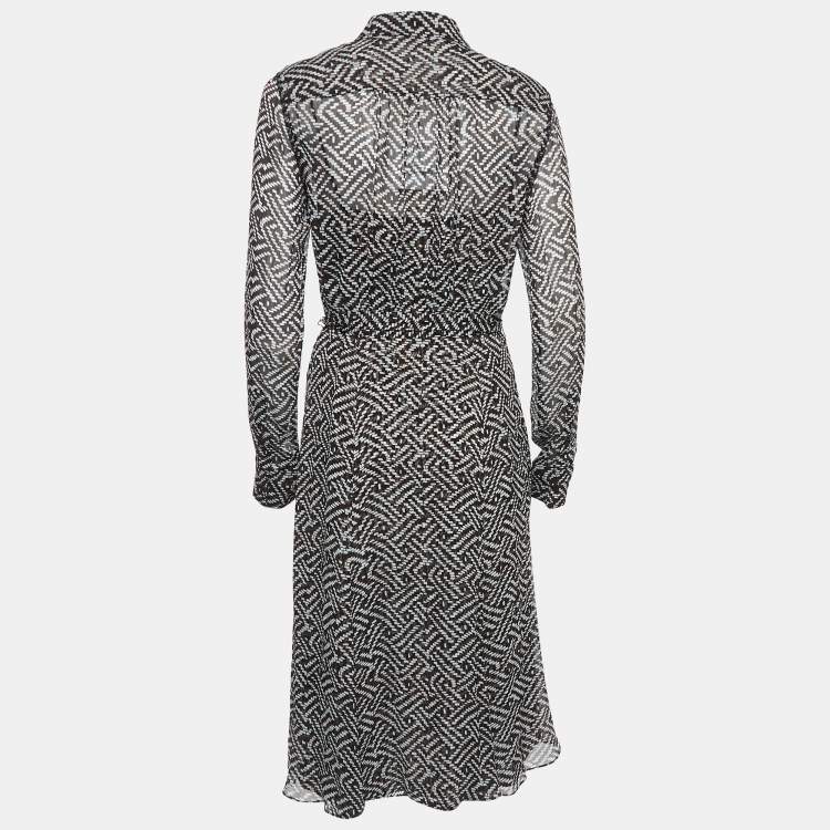 Pre Owned Diane Von Furstenberg Brown Printed Georgette Midi Dress M